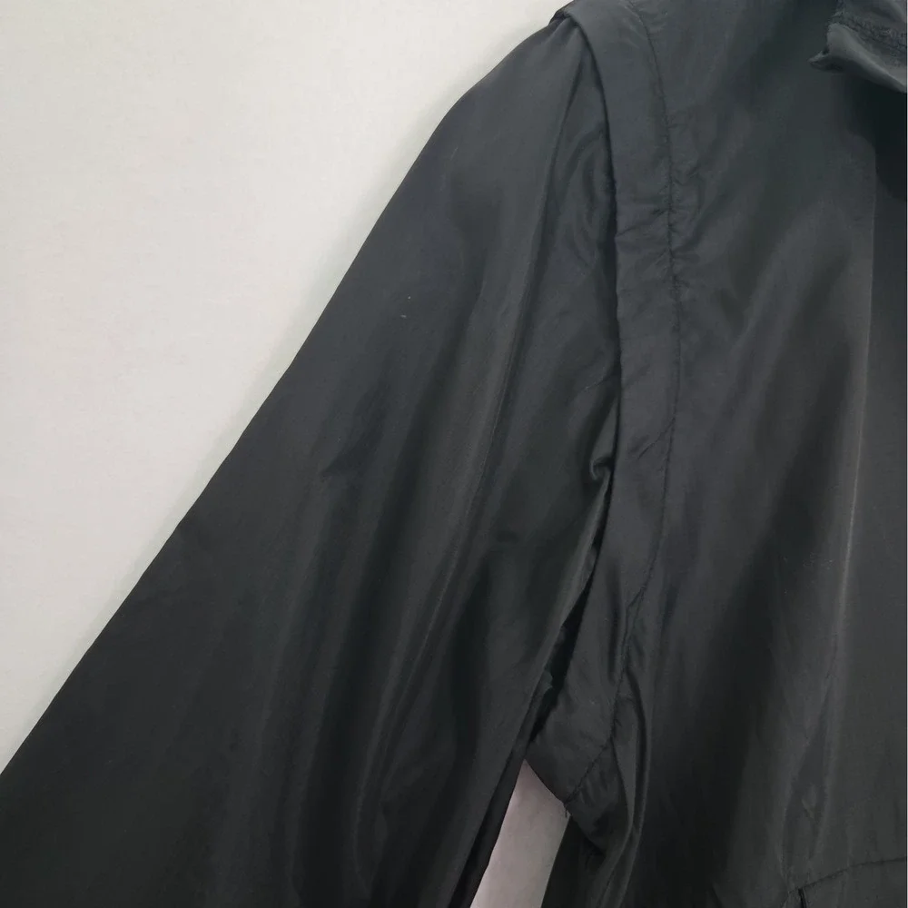 Reebok Windbreaker Jacket Youth XL 18 Zip Off Sleeves Black Logo Sport